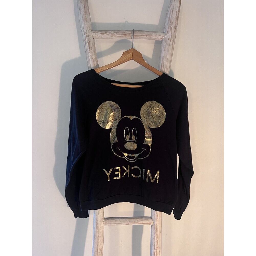 2000s Rare Mickey Mouse / Disney long sleeve Black & Gold shirt Urban Outfitters